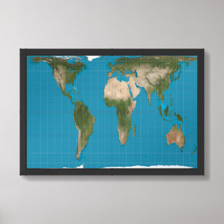 Gall Peters Projection World Map  Framed Art