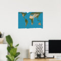 Gall Peters Projection World Map Poster Zazzle