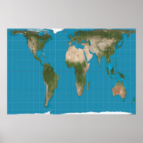 Gall Peters Projection World Map Poster