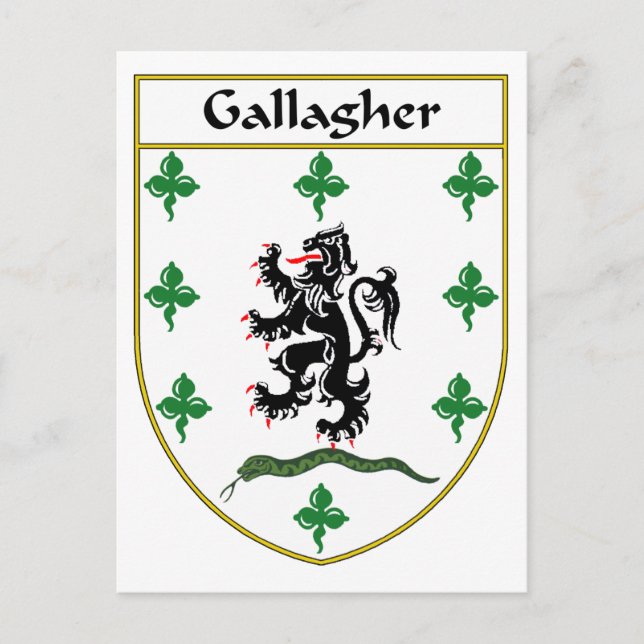 Gallagher Coat of Arms/Family Crest Postcard (Front)