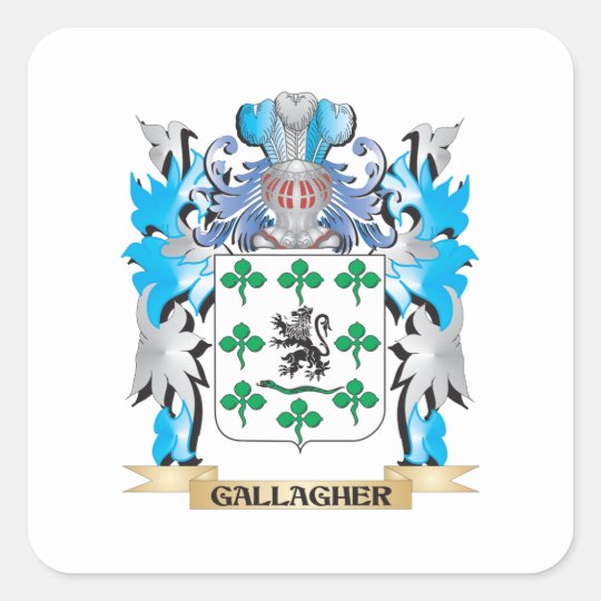 Gallagher Coat of Arms Family Crest Square Sticker