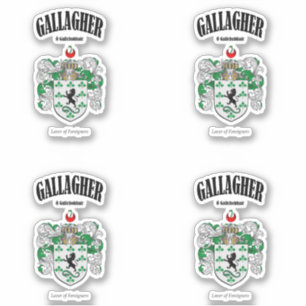 Gallagher Crest Irish Translation & Meaning (x4) Sticker