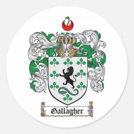 GALLAGHER FAMILY CREST GALLAGHER COAT OF ARMS CLASSIC ROUND STICKER