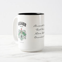 Gallagher Family Crest, Translation &amp; Meaning Two-Tone Coffee Mug
