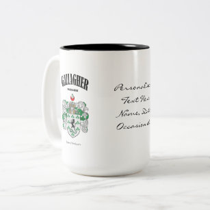 Gallagher Family Crest, Translation & Meaning Two-Tone Coffee Mug