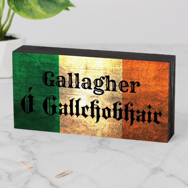 Gallagher Family Name Irish  Wooden Box Sign (In Situ Horizontal)