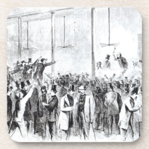 Gallagher's stock exchange (engraving) (b/w photo) beverage coaster