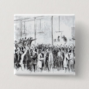 Gallagher's stock exchange (engraving) (b/w photo) pinback button
