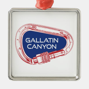 Gallatin Canyon Montana Rock Climbing Carabiner Metal Ornament