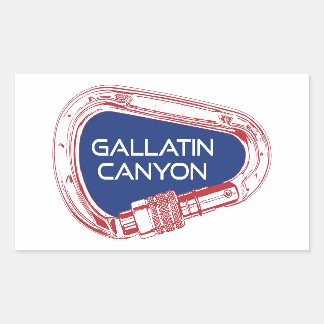 Gallatin Canyon Montana Rock Climbing Carabiner Rectangular Sticker (Front)