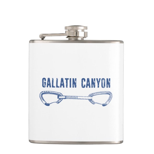 Gallatin Canyon Montana Rock Climbing Quickdraw Flask (Front)
