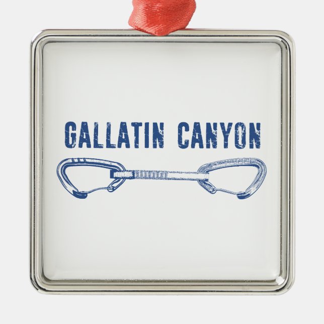 Gallatin Canyon Montana Rock Climbing Quickdraw Metal Ornament (Front)