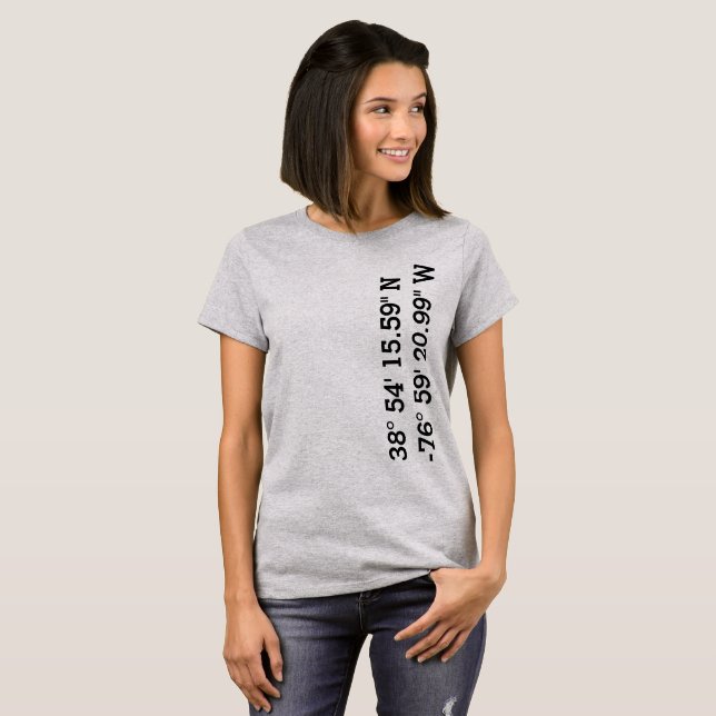 Gallaudet University GPS Coordinates Tshirt (Front Full)