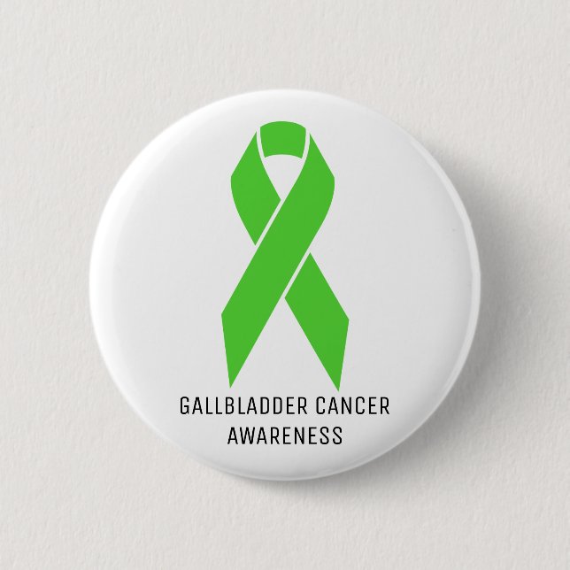 Gallbladder Cancer Awareness Green Ribbon Button (Front)