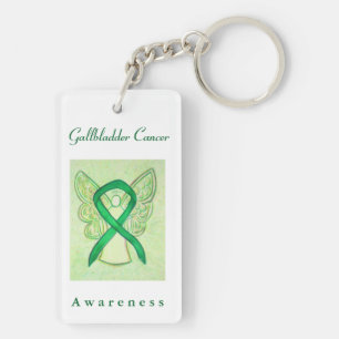 Gallbladder Cancer Awareness Green Ribbon Keychain