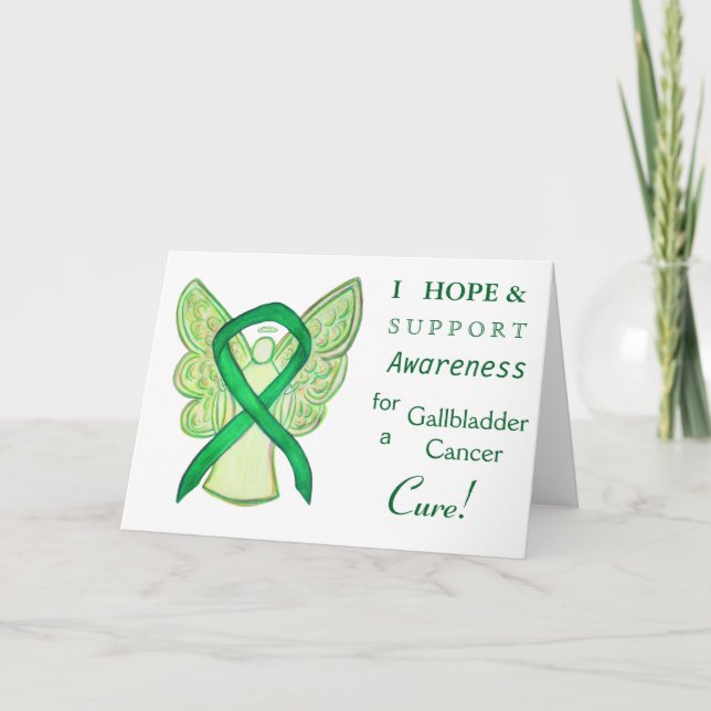 Gallbladder Cancer Awareness Ribbon Greeting Card (Front)