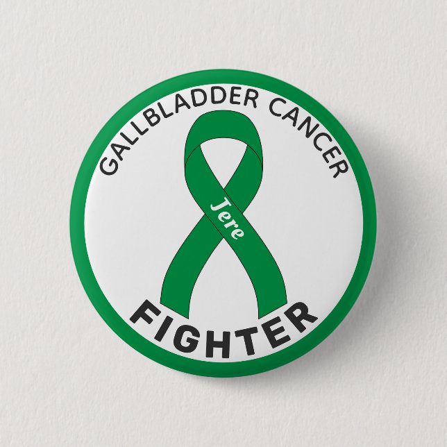 Gallbladder Cancer Fighter Ribbon White Button (Front)