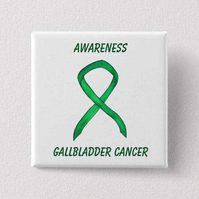 Gallbladder Cancer Green Awareness Ribbon Pin (Front)