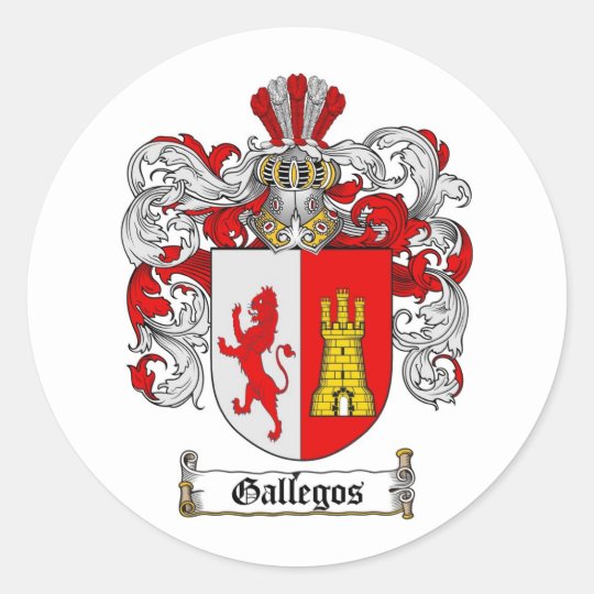 GALLEGOS FAMILY CREST - GALLEGOS COAT OF ARMS CLASSIC ROUND STICKER ...