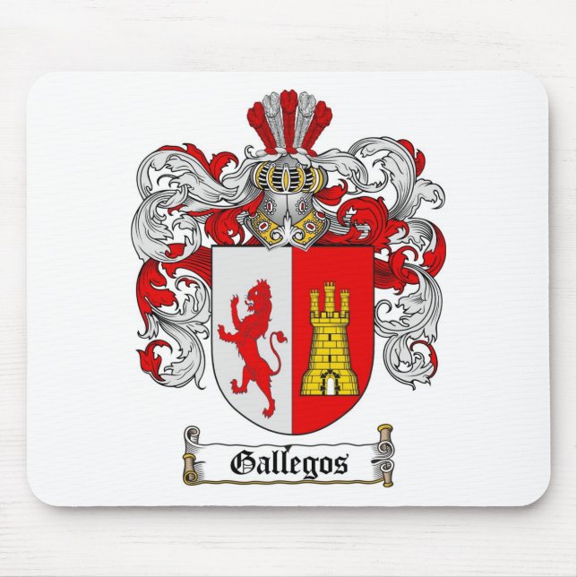 GALLEGOS FAMILY CREST -  GALLEGOS COAT OF ARMS MOUSE PAD (Front)