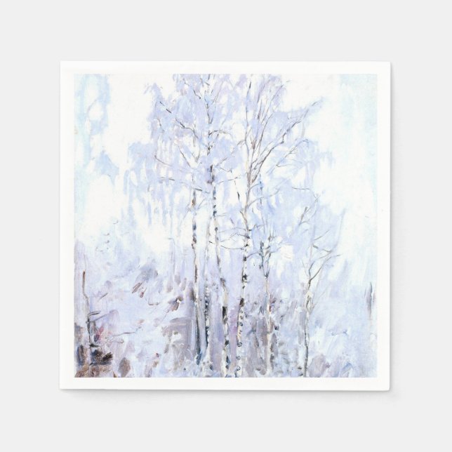 Gallen-Kallela - Frosty Birch Trees, fine art Napkins (Front)