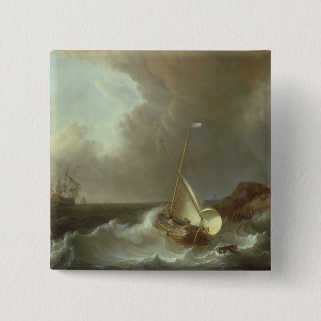 Galleon in Stormy Seas Button (Front)