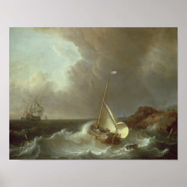 Galleon in Stormy Seas Poster (Front)
