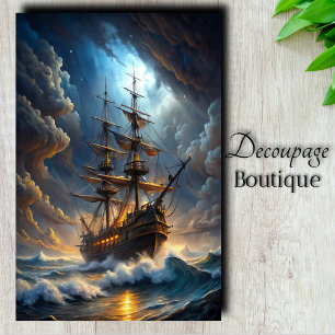 Galleon Storm Voyage Decoupage Tissue Paper