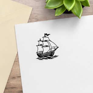 Galleon Wooden Sailing Ship 1x1 Rubber Stamp