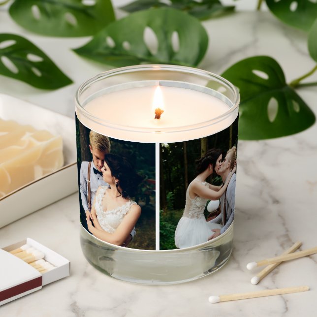 Gallery of 4 Personalized Photo Scented Candle (Lit)