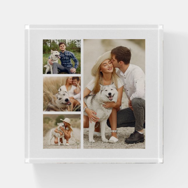 Gallery of 4 Photo Personalized Paperweight (Front)