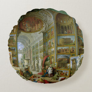 Gallery of Views of Ancient Rome, 1758 Round Pillow
