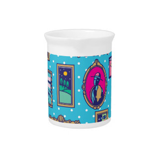 Gallery Wall: Diverse Picture Collection Beverage Pitcher