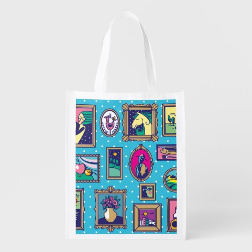 Gallery Wall Diverse Picture Collection Grocery Bag