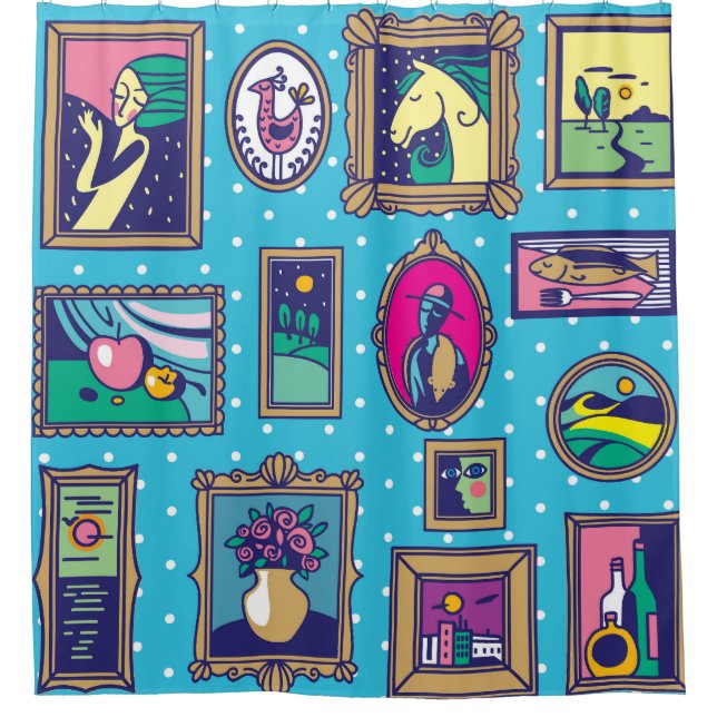 Gallery Wall: Diverse Picture Collection Shower Curtain (Front)