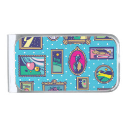 Gallery Wall: Diverse Picture Collection Silver Finish Money Clip