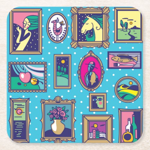 Gallery Wall Diverse Picture Collection Square Paper Coaster