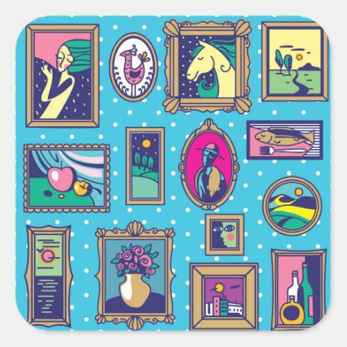 Gallery Wall Diverse Picture Collection Square Sticker