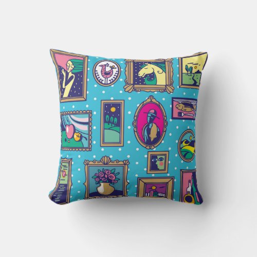 Gallery Wall Diverse Picture Collection Throw Pillow