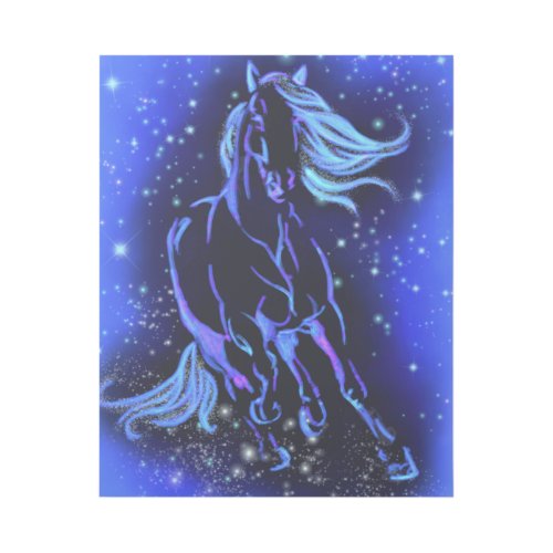 Gallery Wrap Horse Running At Blue Starry Night 