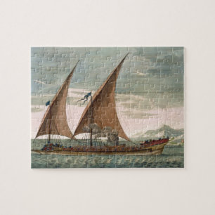 Galley under sail, flying standard of the Commande Jigsaw Puzzle