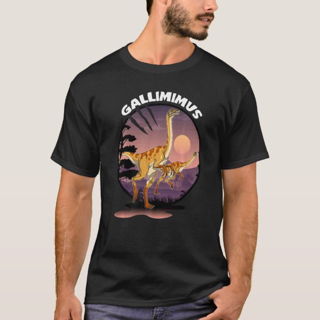 Gallimimus Dinosaur With Background T-Shirt (Front)