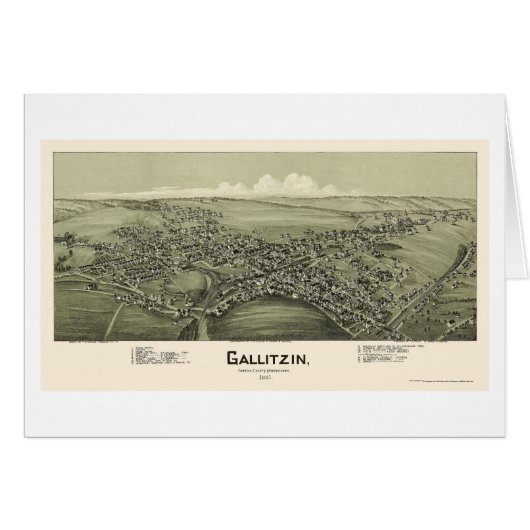 Gallitzin, PA Panoramic Map - 1901 Cards (Front Horizontal)