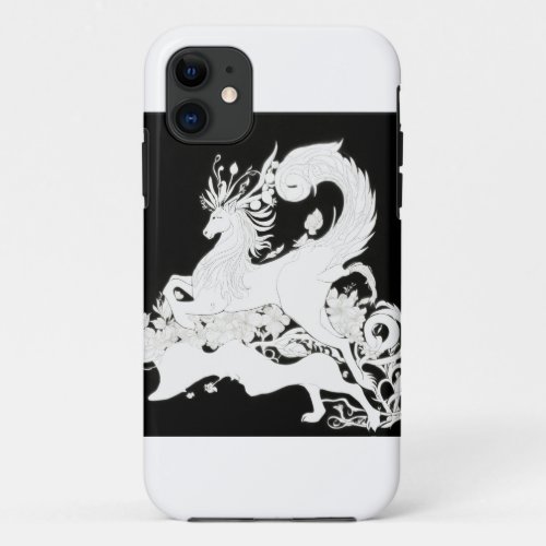 Gallop in Style Black and White Horse iPhone Cove iPhone 11 Case