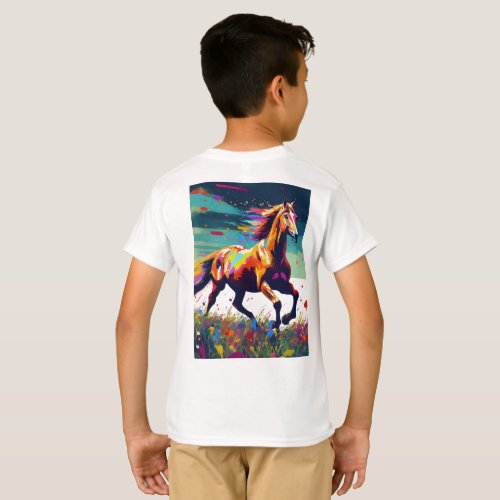 Gallop into Adventure Running Horse Kids T_Shirt