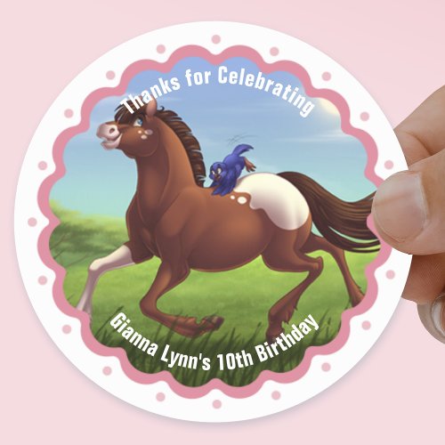 Galloping Appaloosa Horse Birthday Party Thank You Classic Round Sticker