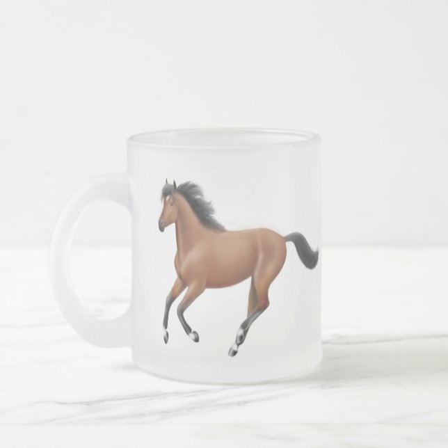 Galloping Bay Horse Frosted Mug (Left)