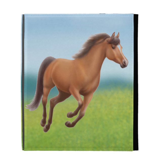 Galloping Bay Thoroughbred Horse iPad Case (Front)