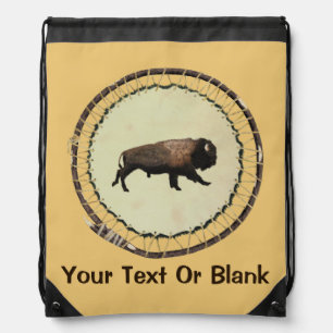 Galloping Bison Drawstring Bag