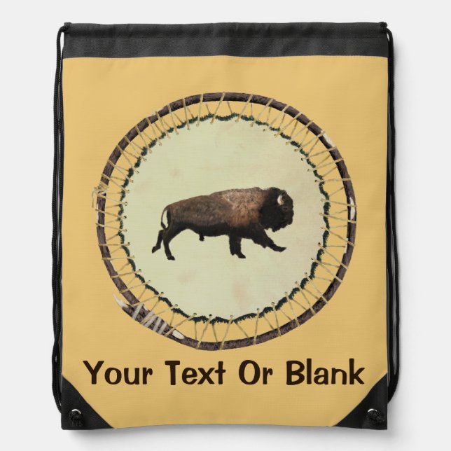 Galloping Bison Drawstring Bag (Front)